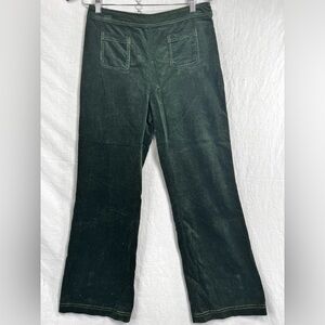 Alex Chung Womens US 4 Cotton Corduroy Pants Dark Green Wide Leg Patch Pocket
